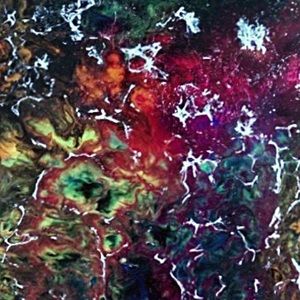 Original Artwork Canvas Colorful Thoughts green, red white black 12 x 9 Acrylic